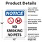 Signmission No Smoking No Pets OSHA Notice Sign, Plastic, 10in W x 14in L, 2PK OS-2PACK-NS-P-1014-V-14807 - alternate 2
